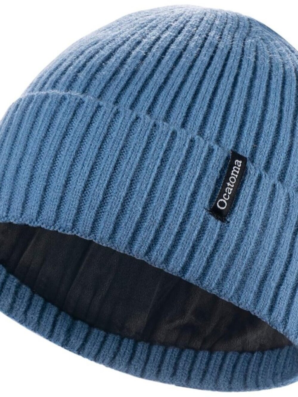 Unisex Light Blue Warm Knit Winter Pull-On Cuffed Beanie Classic Ski Skull Cap